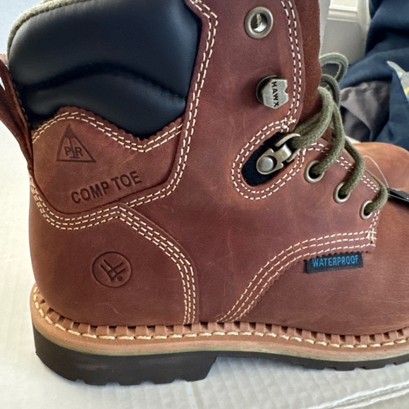 Hawx Brown Leather Boots with Green Laces - Picture 2 of 11